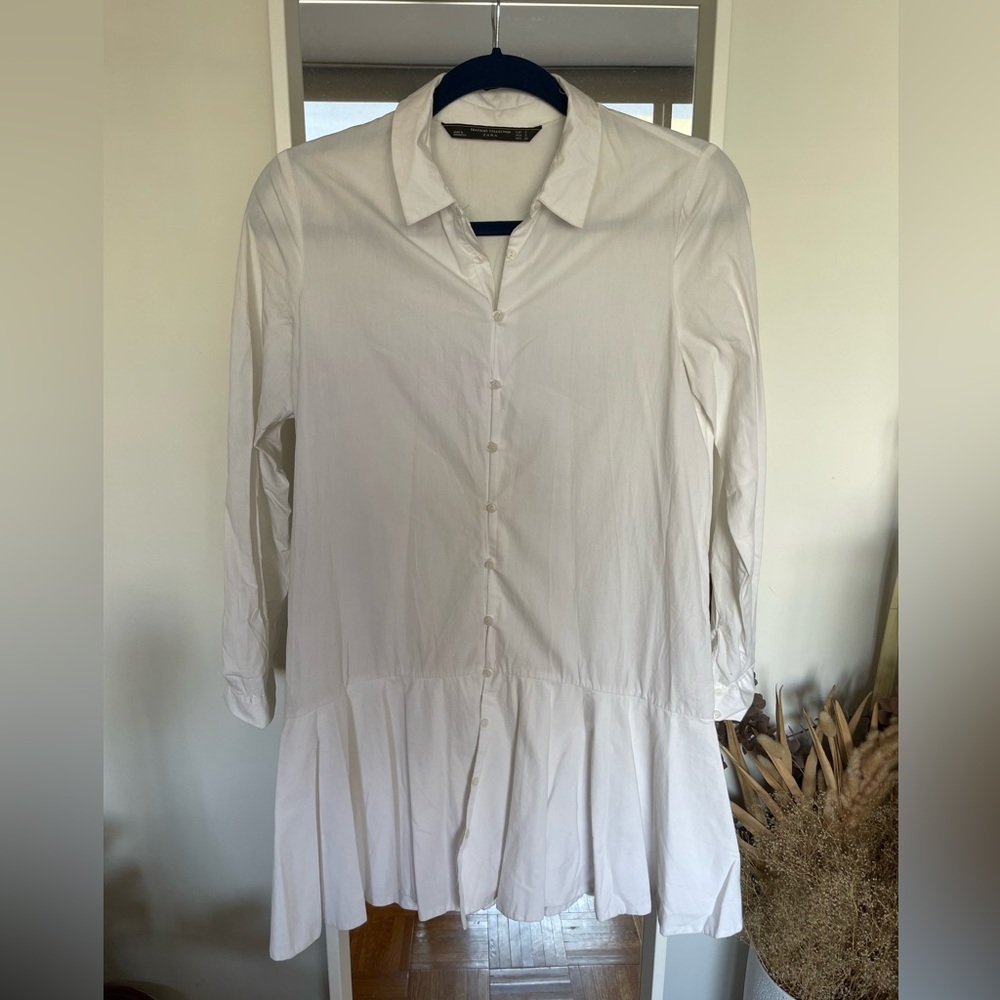 Zara Pleated Oxford Dress